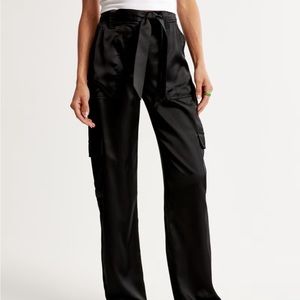 Abercrombie & fitch belted satin cargo pants